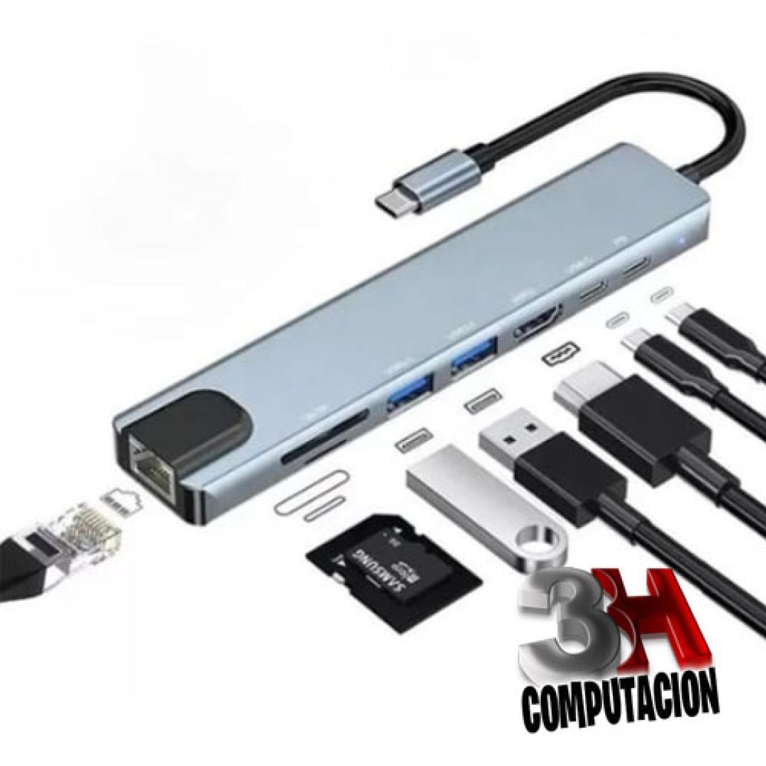 hub-usb-8-en-1-usb-tipo-c-macho-a-usb-tipo-c--pd--rj45-lan--micro-sd--sd--hdmi-4k-usb-30x2-738